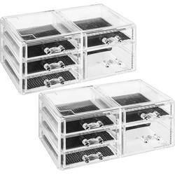 2x Stuks sieraden/make-up organizer 5 lades rechthoek 24 x 11 cm van kunststof - Make-up dozen