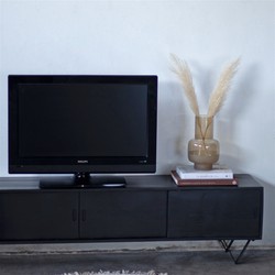 Tv-Meubel Zwart - Mangohout - 200x35x45cm - Kast Ubud