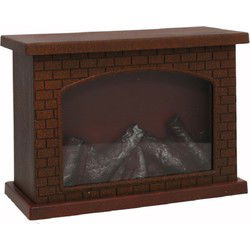 Gerimport sfeerhaard/openhaard - bruin - LED - 28 x 11 x 20 cm - Sfeerhaarden