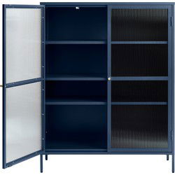 Vitrinekast Blauw - 40x110,9x140cm - Metaal - Kast Bronco