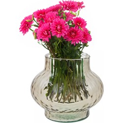 Bloemenvaas Holly - beige transparant glas - D19 x H16 cm - decoratieve vaas - bloemen/takken - Vazen