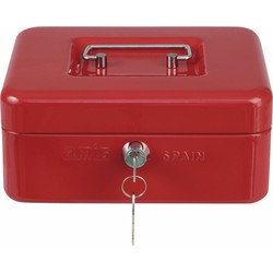 AMIG Geldkistje met 2 sleutels - rood - staal - 20 x 16 x 7 cm - inbraakbeveiliging - Geldkistjes