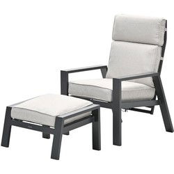 Max verstelbare fauteuil met voetenbank -  carbon black - desert sand