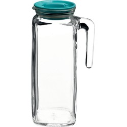 Glazen schenkkan/waterkan met deksel 1 liter - Waterkannen