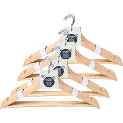 Urban Living Kledinghangers - met inkepingen en beugel - 20x - hout - 43 x 22 cm - Kledinghangers