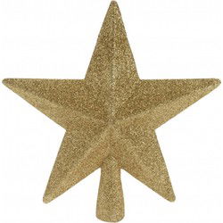 Kerstboom piek - ster - goud - glitters - 19 cm - kunststof kerstpiek - kerstboompieken