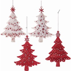 Ornament plastic glitter kerstboom 12.5cm