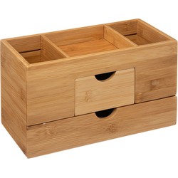 Decopatent® Make up Organizer met 3 Vakken & 2 Schuif Laden - Bamboe Hout - Make-up Organizer - Sieraden Cosmetica Opbergsysteem