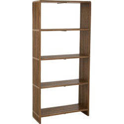 J-line - Boekenkast 4 Schappen Gerecycleerd Teak Naturel - 88x35x190cm