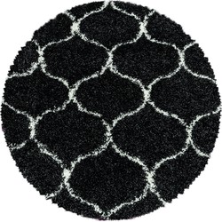 Tapijtenloods Opera Soft Shaggy Rond Hoogpolig Vloerkleed Antraciet- 120 CM ROND