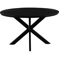 Livingfurn - Eetkamertafel Jesper Round Black - 130x130x76 cm - Mangohout