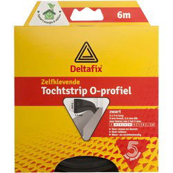 Tochtstrip o 9x6mm zwart 6m