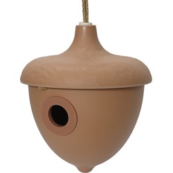 Decoris Vogelhuisje - bamboe hout - terra bruin - D17 x H19 cm - nestkastje - Vogelhuisjes