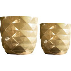 PTMD Bloempot Lotte - 34x34x35 cm - Keramiek - Parel - Set van 2