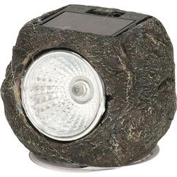 Cepewa LED lamp/spot - solar verlichting - steen vorm - 13 x 9 cm - Grondspotjes