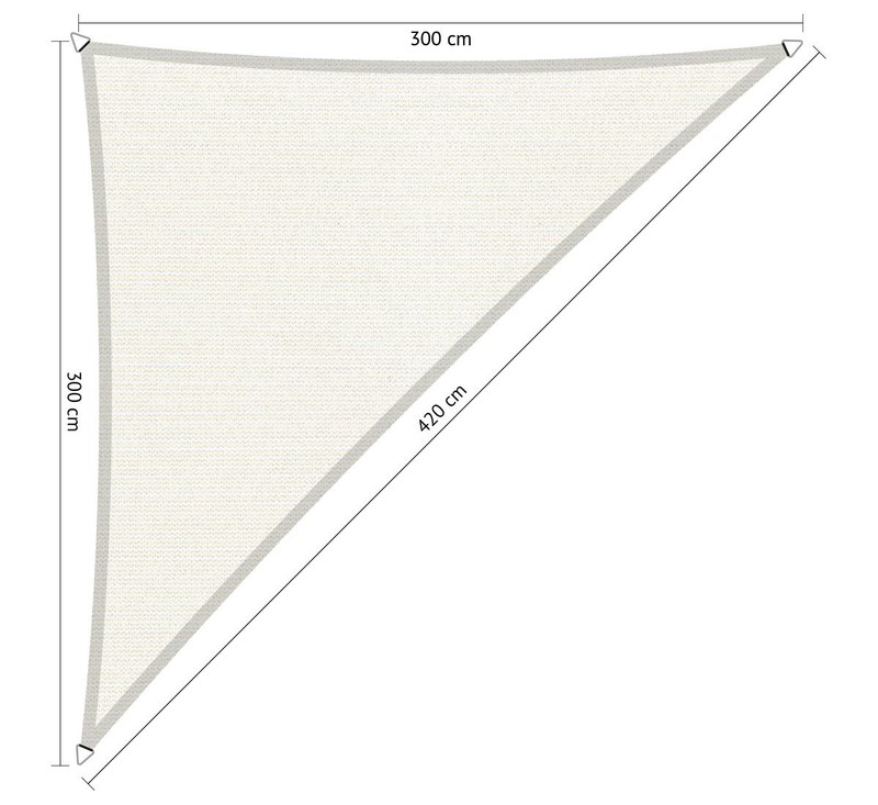 Compleet pakket: Shadow Comfort 90 graden driehoek 3x3x4,2m Arctic White met RVS Bevestigingsset en buitendoekreiniger - 