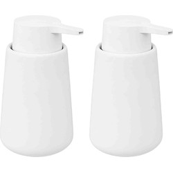 2x Stuks Zeeppompjes/zeepdispensers van keramiek - wit - 250 ml - Zeeppompjes