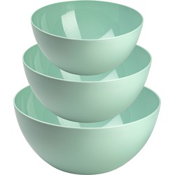 Plasticforte voedsel serveer schalen set - 3x stuks - mintgroen - kunststof - Dia 20/25/28 cm - Serveerschalen