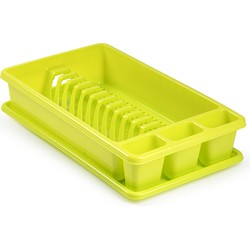 Plasticforte Afwas afdruiprek met lekbak - groen - kunststof - 45 x 26 x 9 cm - Afdruiprekken