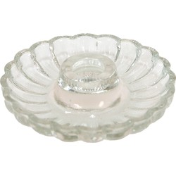 Clayre & Eef Kandelaar Ø 11*3 cm Transparant Glas Kaarsenstandaard Kaarsenhouder