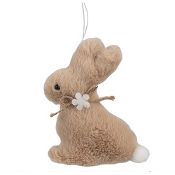 Clayre & Eef Paashanger Konijn 10 cm Bruin Katoen Decoratie Hanger