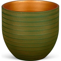 Bloempot voor Binnen - Aardewerk - Groen/Goud - Ø14 cm