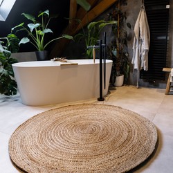 Rond vloerkleed Jute Naturel Beige - <a href="https://vloerkledenloods.nl/vloerkleden/jute-vloerkleden">Jute</a> - Rond 120 Ø - (S)