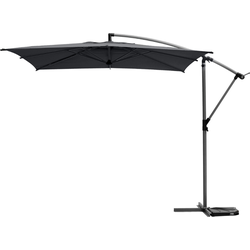 HESPERIDE HIXA Parasol - Zweefparasol - met voet - Stokparasol - 360° draaibaar - 240x250cm - Staal - Polyester - Zwart