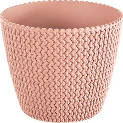 Plantenpot/bloempot kunststof dia 22 cm en hoogte 19 cm zalm roze - Plantenpotten