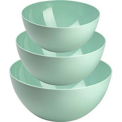 Plasticforte voedsel serveer schalen set - 3x stuks - mintgroen - kunststof - Dia 20/25/28 cm - Serveerschalen