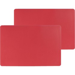 Set van 12x stuks placemats PU-leer/ leer look rood 45 x 30 cm - Placemats