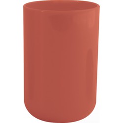 MSV Badkamer drinkbeker Porto - PS kunststof - terracotta - 7 x 10 cm - Tandenborstelhouders