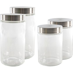 Set van 4x keuken voedsel opslag voorraadpotten glas in 2 formaten - Voorraadpot