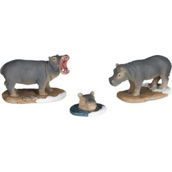 Hippopotamus family 3 stuks - l9,5xb5xh6cm - Luville