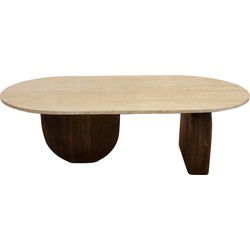Salontafel Travertin - Bruin Mangohout - 120x65x38cm - Wessel