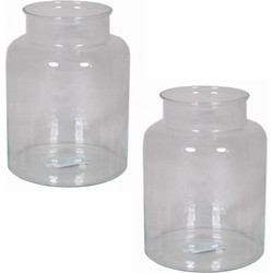 Set van 4x stuks glazen melkbus vaas/vazen 8 liter smalle hals 19 x 25 cm - Vazen