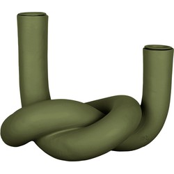 Kandelaar Knot Dubbel - Groen - 13,6x14,8x18,3 cm