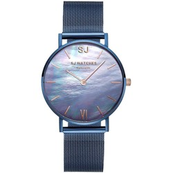 LW Collection SJ WATCHES Melbourne horloge dames blauw rond Seashell 36mm