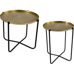 Set van 2x stuks ronde bijzettafel/plantenstandaard goud 35 en 50 cm - Bijzettafels
