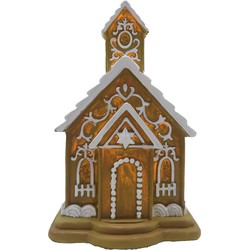 Clayre & Eef Gingerbread house met LED 9x9x14 cm Bruin Kunststof Peperkoekhuisje