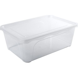 Voedsel plastic bewaarbakje hoog/diep 2 liter transparant 22 x 15 x 8 cm - Vershoudbakjes