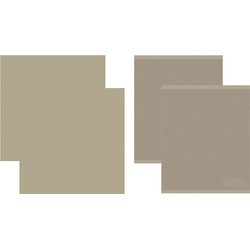 DDDDD Keukendoeken En Theedoeken Logo Taupe (2+2 stuks)