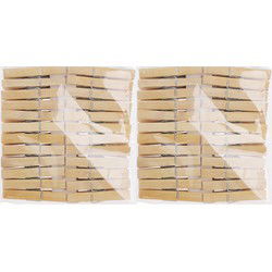 Bamboe wasknijpers - 96x - hout - 7 cm - Knijpers