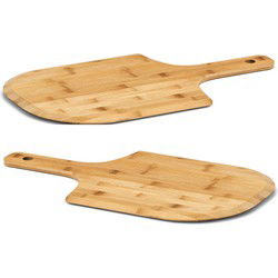 Zeller pizza snijplanken met handvat - 2x - hout - 53x30cm - Pizzabord - Snijplanken