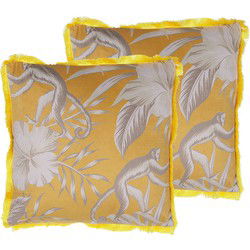MANJU  - Sierkussen set van 2 - Geel - 45 x 45 cm - Polyester
