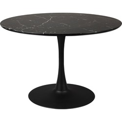 Housecraft Living Maru Eettafel Marmerlook Rond 110 cm Zwart