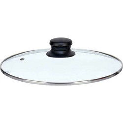 Kinvara Universele pannendeksel voor pannen van 22,5 cm - glas - stoomgaatje - D22.5 x H6 cm - Pannendeksels
