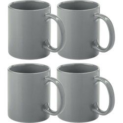 Bellatio Design Koffie mokken/bekers - 8x - keramiek - grijs - 370 ml - Bekers