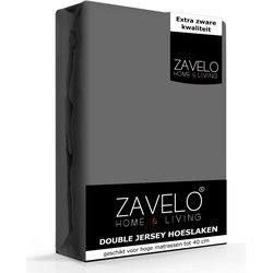 Zavelo Double Jersey Hoeslaken Antraciet-Lits-jumeaux (180x220 cm)