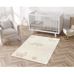 Laagpolig Vloerkleed Theora - Dino Avontuur - Kinderkamer - creme - 120 X 160 CM